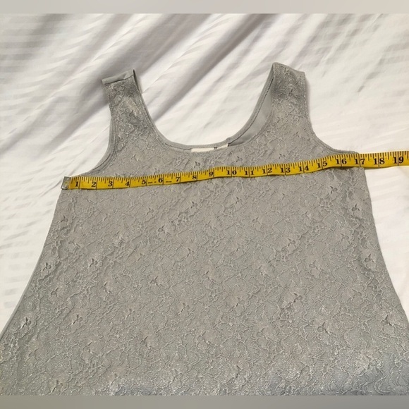 Chicos Silver Foil Lace Contemporary Basic Knit Tank Top Size 1 Small - Picture 11 of 16